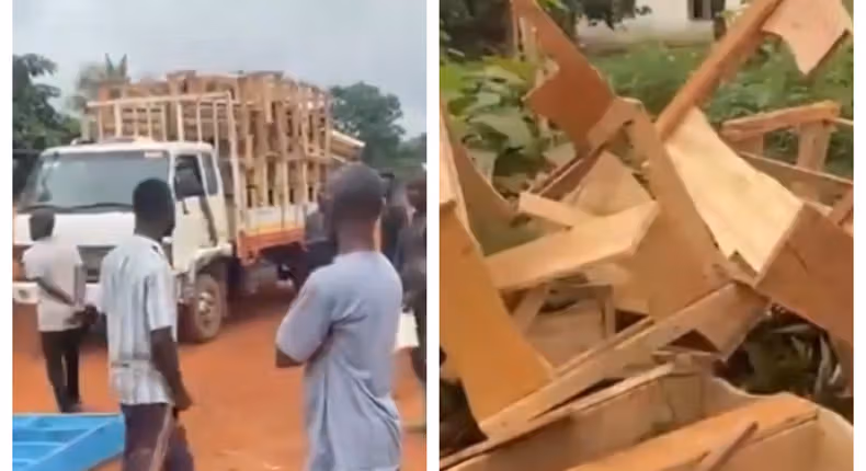 Kofitiakrom Youth Destroy Donated Desks in Protest Over Lack of Mobile Network.
