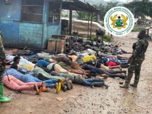 NAIMOS Storms ‘Gangway’ Hideout at Aboso, Arrests Illegal Miners and Destroys Galamsey Structures